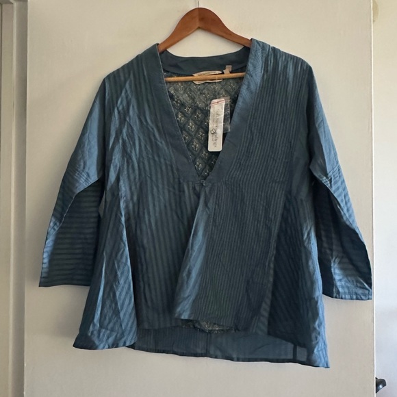NWT Soft Surroundings Dark Teal Blue 2-Piece Boho Commelina Blouse size Small - Picture 2 of 6